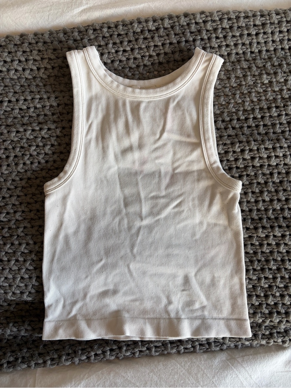 Happily Grey White Ribbed Tank Top